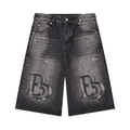 BLK DIASPORA Men’s Vintage Wash Wide Leg Denim Shorts