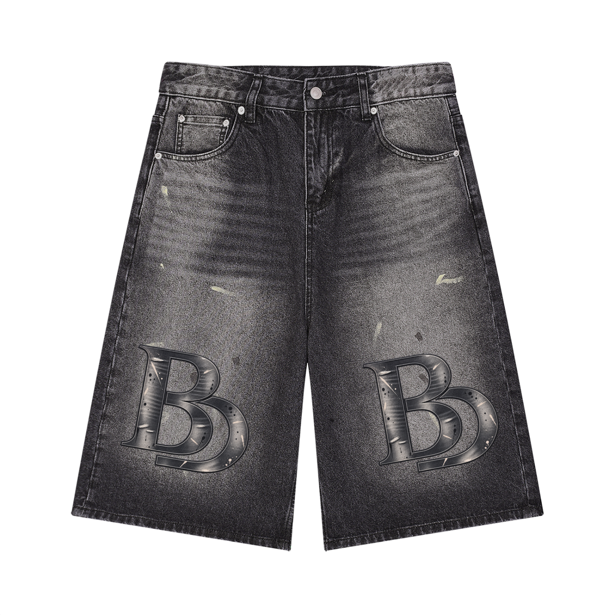 BLK DIASPORA Men’s Vintage Wash Wide Leg Denim Shorts
