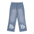 BLK DIASPORA Men's Vintage Wash Splatter Denim Jeans