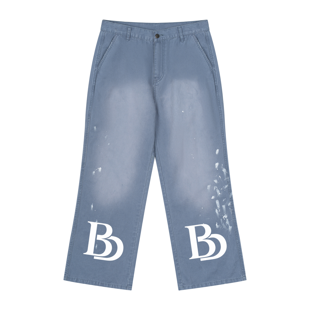 BLK DIASPORA Men's Vintage Wash Splatter Denim Jeans