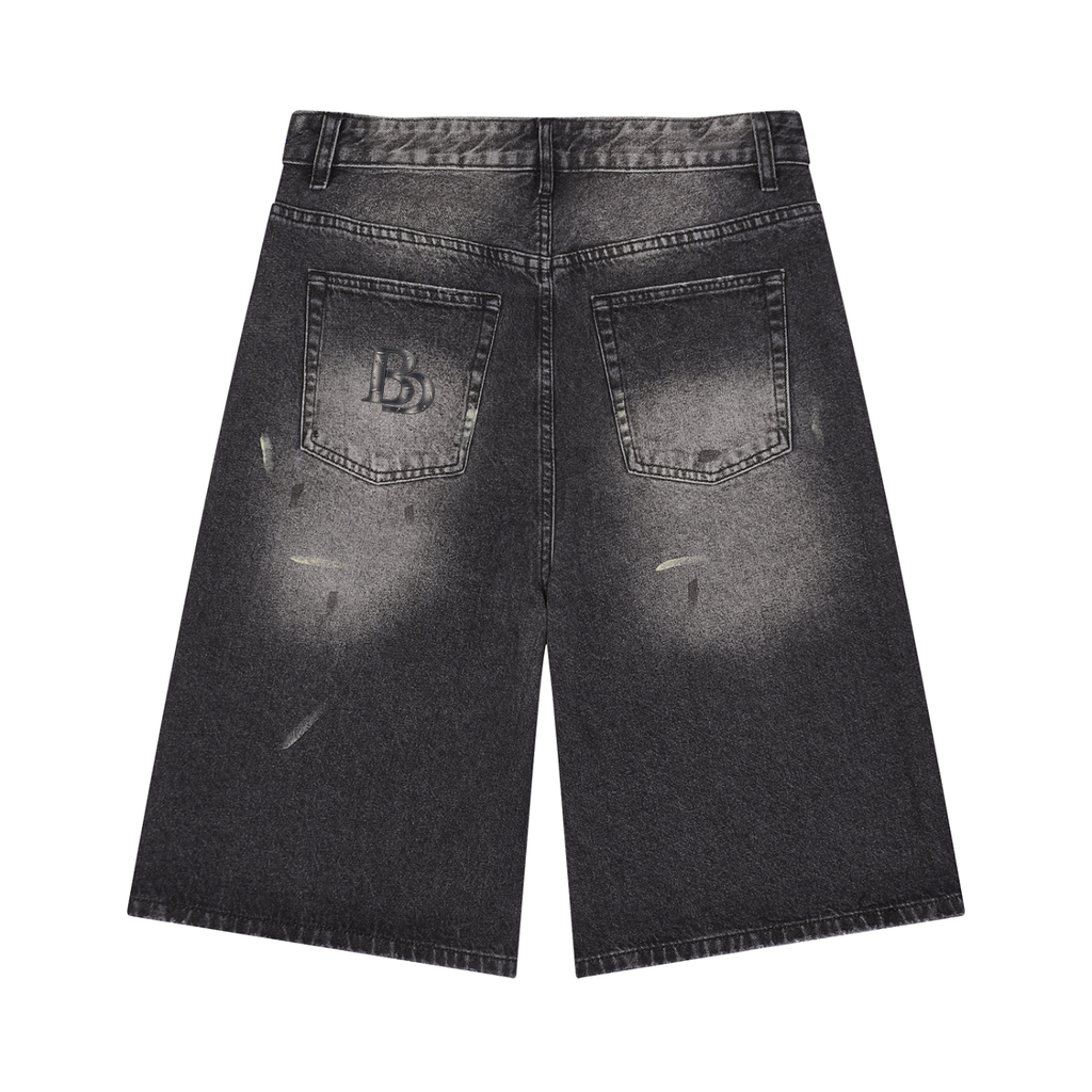 BLK DIASPORA Men’s Vintage Wash Wide Leg Denim Shorts